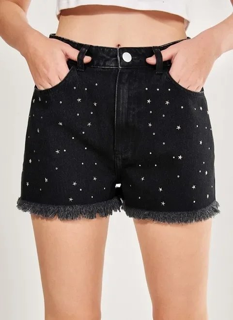 short jeans preto com estrelinhas gen me short jeans preto com estrelinhas gen me