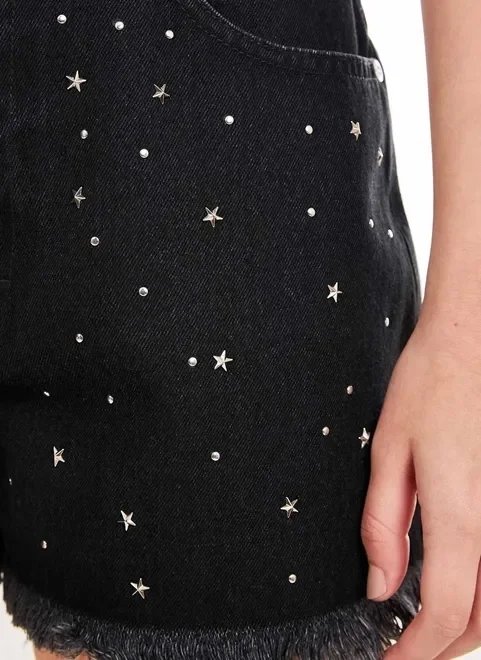 short jeans preto com estrelinhas gen me short jeans preto com estrelinhas gen me