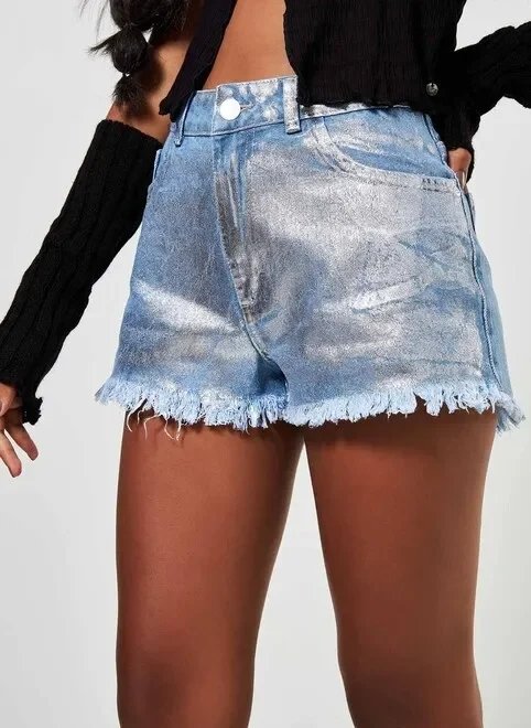 short jeans com prateado gen me short jeans com prateado gen me