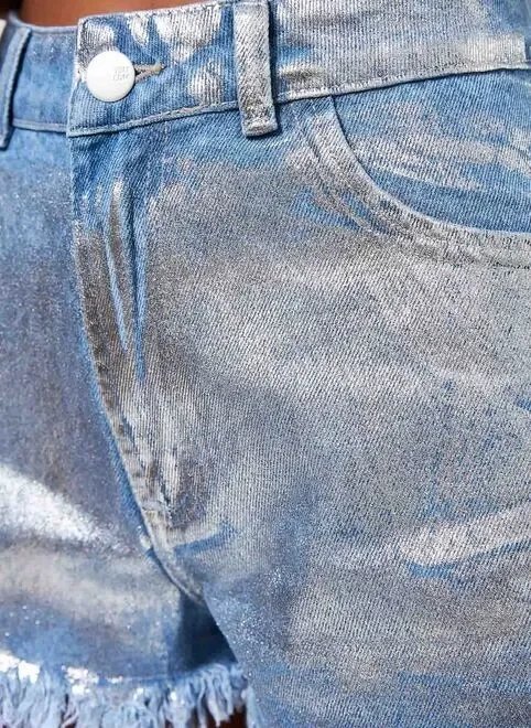 short jeans com prateado gen me short jeans com prateado gen me