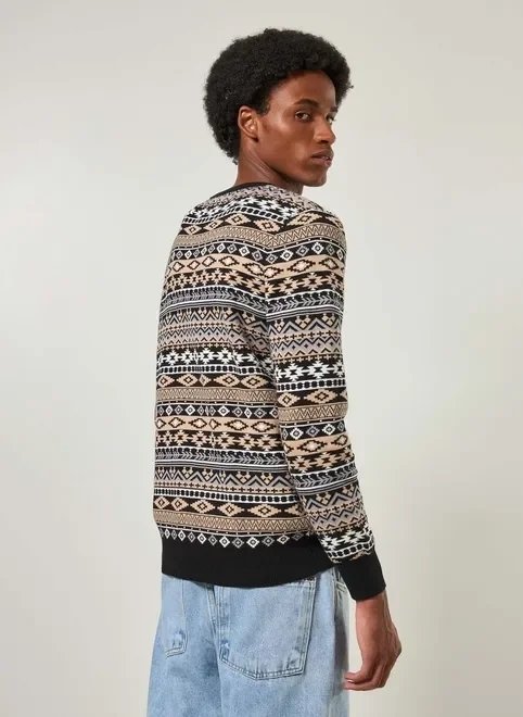 blusa tricô jacquard estampa boho blusa tricô jacquard estampa boho