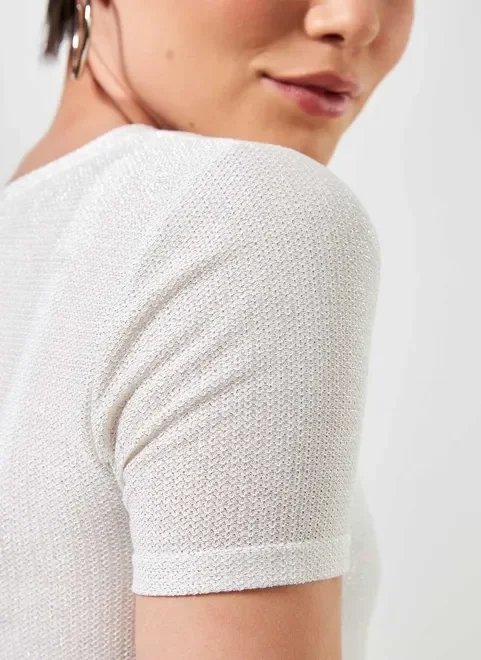 blusa cropped de lurex off-white blusa cropped de lurex off-white