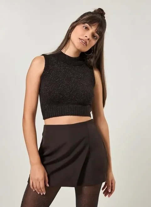 cropped em tricô com brilho cropped em tricô com brilho