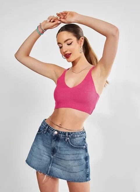 top de retilínea rosa top de retilínea rosa