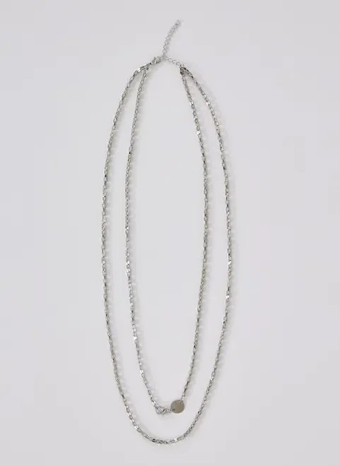 colar duplo prateado colar duplo prateado