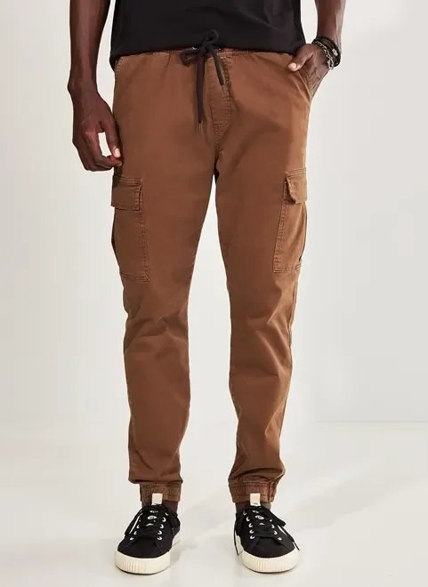 calça jogger de sarja marrom calça jogger de sarja marrom
