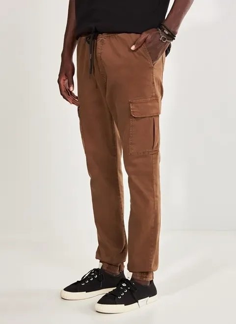 calça jogger de sarja marrom calça jogger de sarja marrom