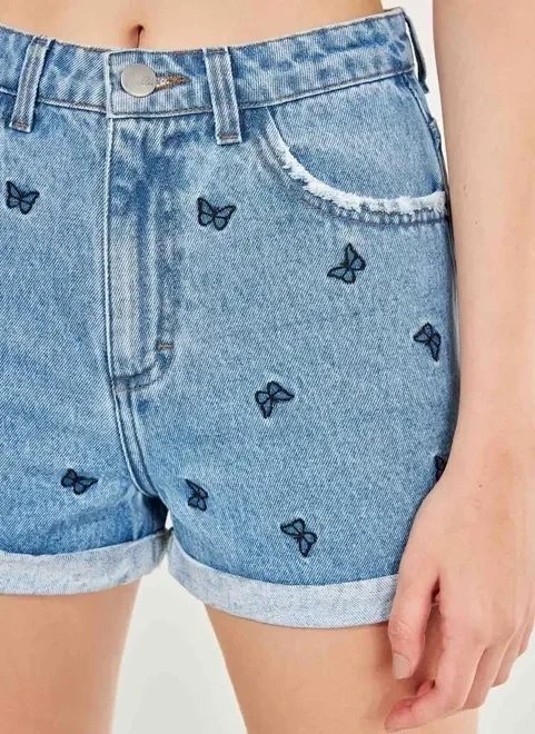 short mom jeans borboletas short mom jeans borboletas