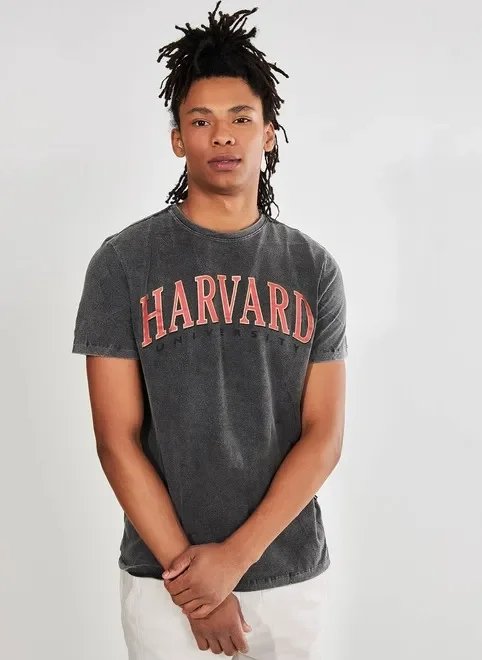 camiseta preta marmorizada harvard camiseta preta marmorizada harvard