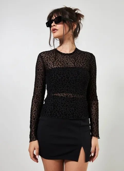blusa de tule onça preta blusa de tule onça preta