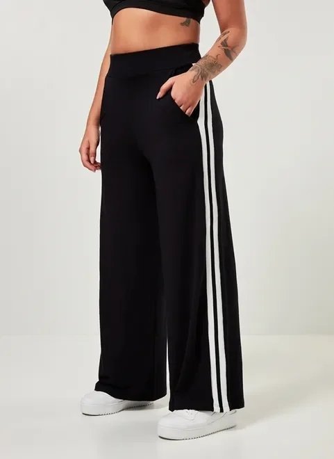 calça pantalona preta com listra calça pantalona preta com listra