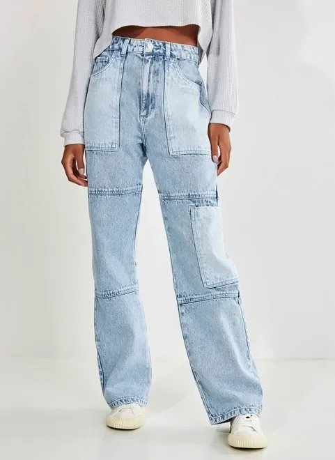 calça jeans reta over cargo calça jeans reta over cargo