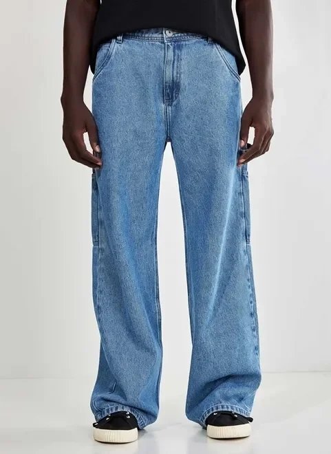 calça jeans oversized com bolsos calça jeans oversized com bolsos