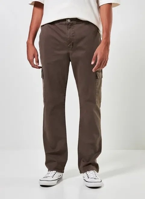 calça slim cargo marrom acinzentado calça slim cargo marrom acinzentado