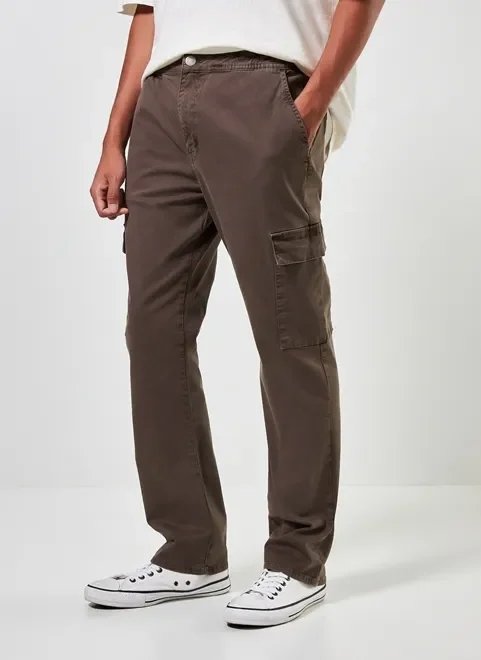 calça slim cargo marrom acinzentado calça slim cargo marrom acinzentado