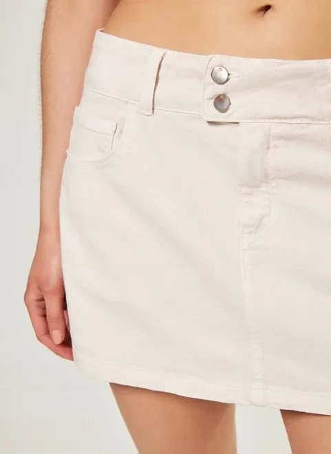 saia de cintura baixa sarja off-white saia de cintura baixa sarja off-white