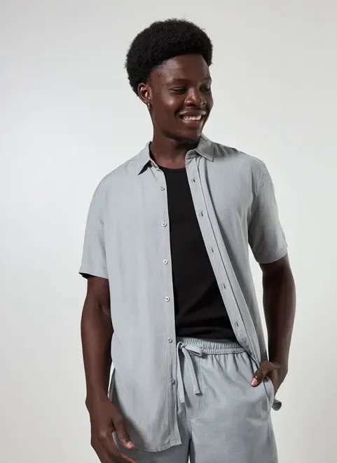 camisa de manga curta lisa com linho camisa de manga curta lisa com linho