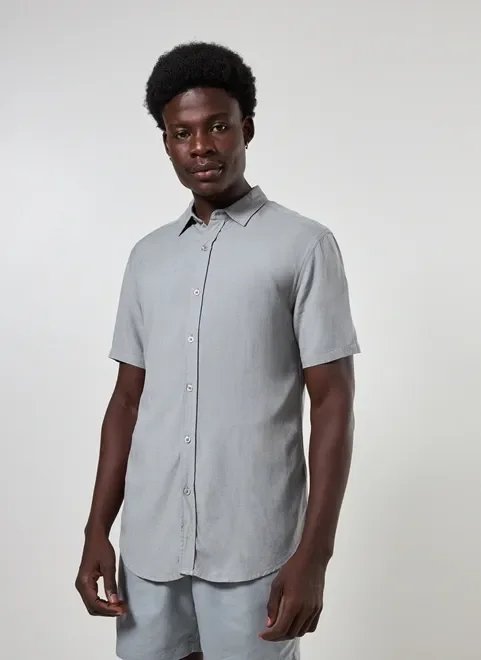 camisa de manga curta lisa com linho camisa de manga curta lisa com linho