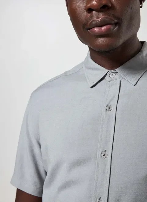 camisa de manga curta lisa com linho camisa de manga curta lisa com linho