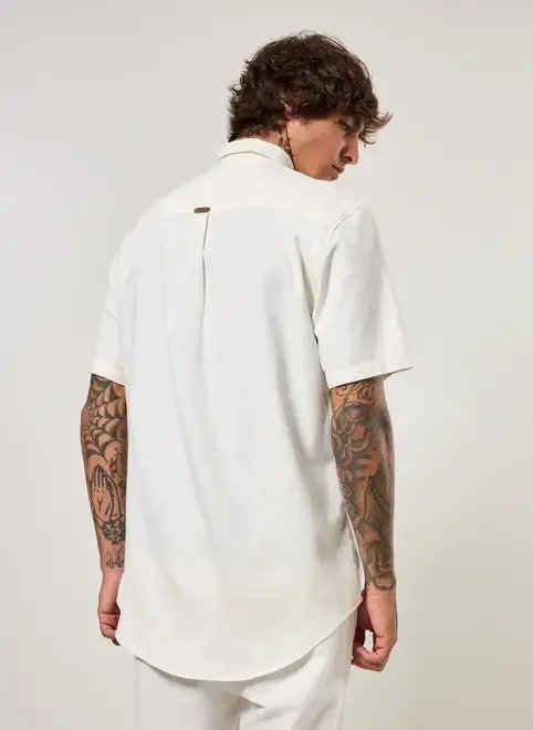 camisa de manga curta lisa com linho camisa de manga curta lisa com linho