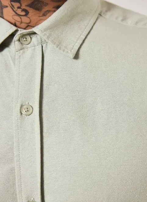 camisa de manga curta lisa com linho camisa de manga curta lisa com linho