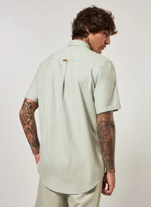 camisa de manga curta lisa com linho camisa de manga curta lisa com linho
