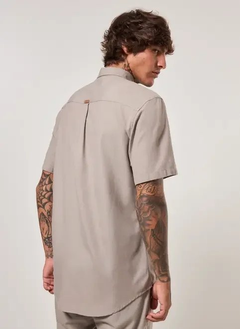 camisa de manga curta lisa com linho camisa de manga curta lisa com linho