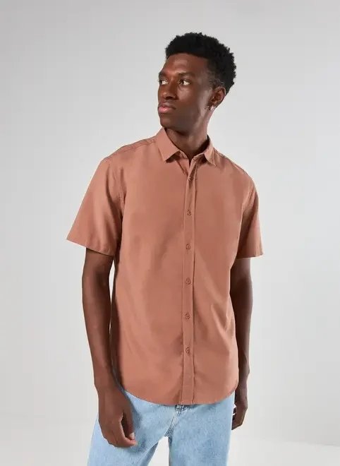 camisa de manga curta lisa com linho camisa de manga curta lisa com linho