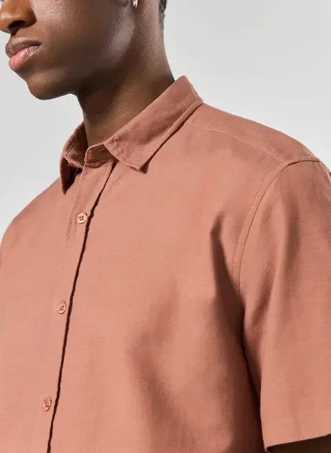 camisa de manga curta lisa com linho camisa de manga curta lisa com linho