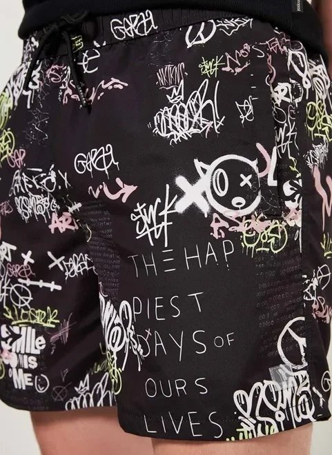 bermuda de banho estampa grafite bermuda de banho estampa grafite