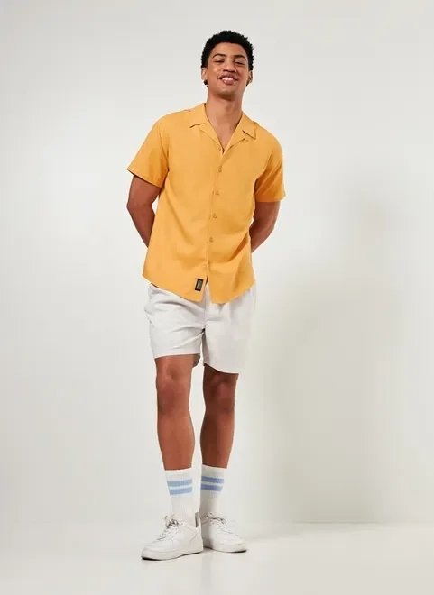 camisa amarela queimada com linho camisa amarela queimada com linho