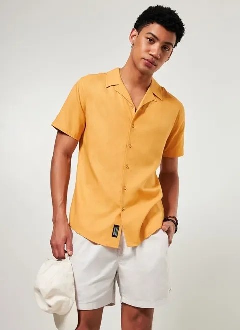 camisa amarela queimada com linho camisa amarela queimada com linho