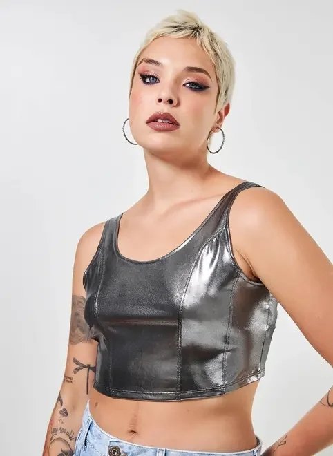 cropped corselet prateado gen me cropped corselet prateado gen me