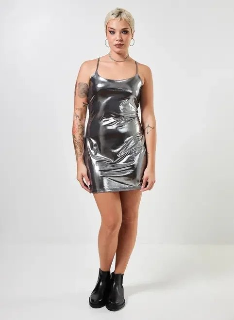 vestido prateado gen me vestido prateado gen me