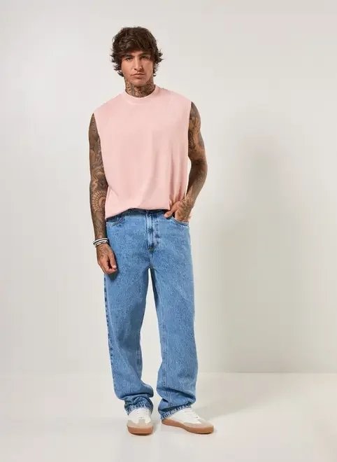 calça reta jeans marmorizada calça reta jeans marmorizada