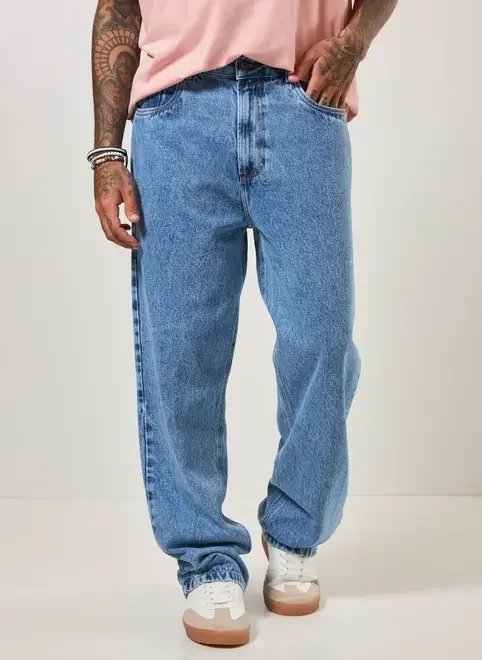 calça reta jeans marmorizada calça reta jeans marmorizada