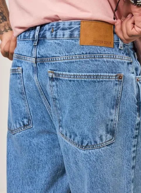 calça reta jeans marmorizada calça reta jeans marmorizada