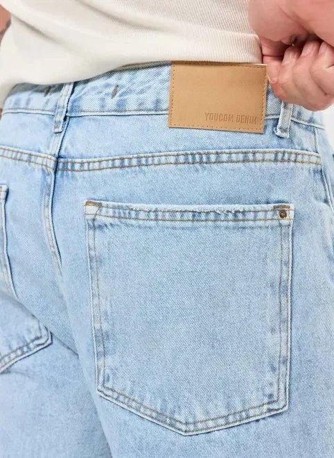 calça reta jeans marmorizada calça reta jeans marmorizada