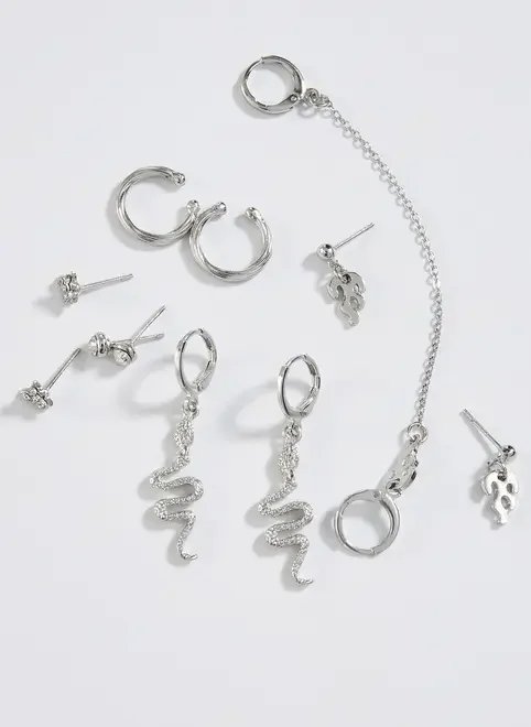 kit brincos e piercings fakes prateados kit brincos e piercings fakes prateados