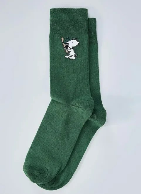 meia verde escura do snoopy meia verde escura do snoopy