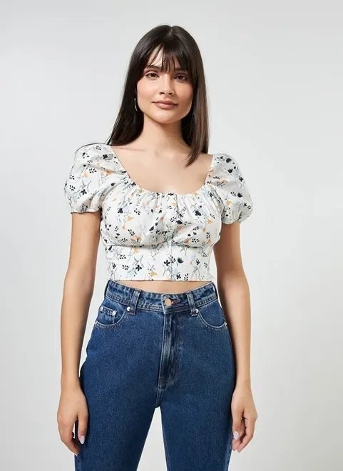 cropped romântico off-white florzinhas cropped romântico off-white florzinhas