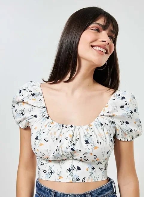 cropped romântico off-white florzinhas cropped romântico off-white florzinhas