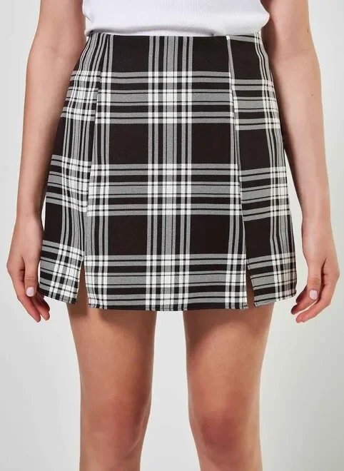 saia xadrez fendinhas saia xadrez fendinhas