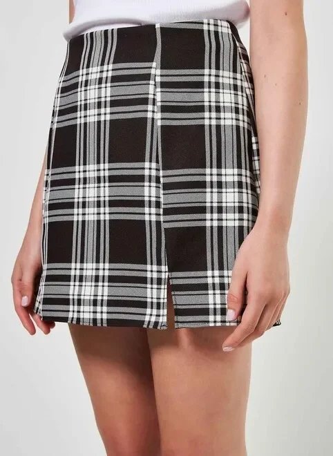 saia xadrez fendinhas saia xadrez fendinhas