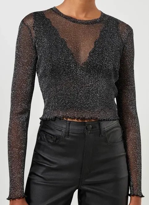 blusa em tule com brilho blusa em tule com brilho