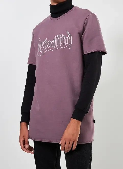 camiseta alongada em moletinho lilás camiseta alongada em moletinho lilás