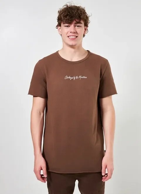 camiseta alongada marrom com bordado camiseta alongada marrom com bordado