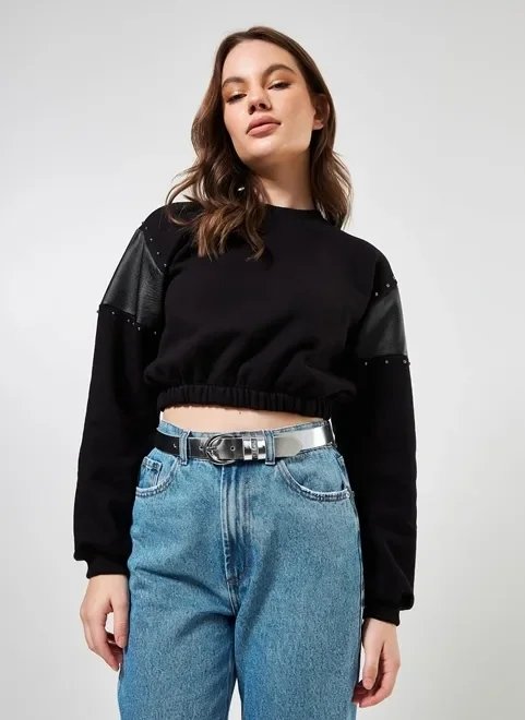 moletom cropped preto com tachinhas moletom cropped preto com tachinhas