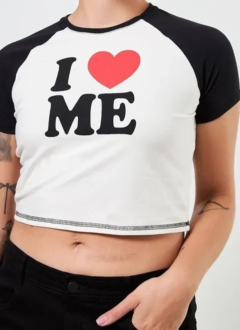blusa cropped raglan i love me blusa cropped raglan i love me