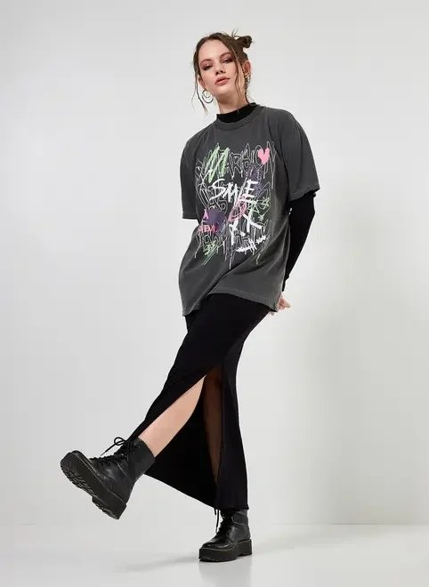 camiseta oversized estonada grafite camiseta oversized estonada grafite